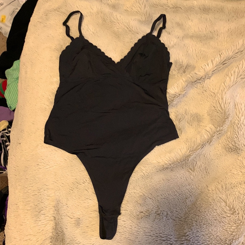 Black silk body suit